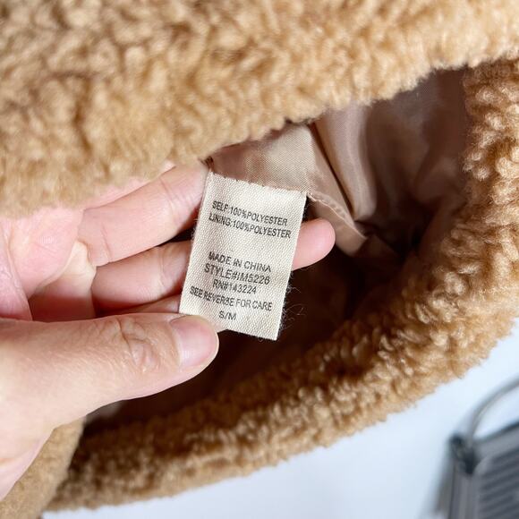 Talulah S/M Tan Camel Max Oversized Teddy Coat Double Breasted Cozy Warm Soft - Picture 9 of 12